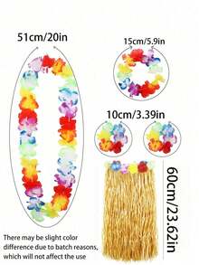 5pcs-Hawaiian Grass Skirt Lei,Hawaiian Hula Skirt Tropical With Hawaiian Wreath ,Hula Skirt Kit For Hawaii Luau Party - Dancing Hula With Flower, Hawaiian Lei For Tropical Parties, Hawaiian Party Gift Ideas Gift Party Decoration Hula Skirt Hula Dance Show With Wreath Hula Skirt,Party Decorations, Hawaiian Party Supplies Tropical Beach Party, Creative Gifts & Home Decor. - Straw - View 4