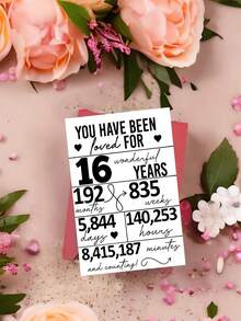 1pc ALLENG Sweet 16th Birthday Card With Envelope - Celebration Greeting Card, 16 Years Milestone Keepsake, Time Countdown Design, Thoughtful Gift For Teen'S Special Day - Multicolor - View 12