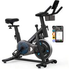 Exercise Bike With LCD Display Stationary Bike With Exclusive App For Customized Exercise Plans Quiet Indoor Cycling Bike Exercise Equipment For Home Gym Use 300lbs Weight Capacity - Friction-Black - View 2