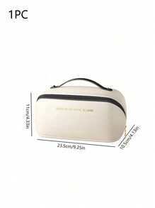 Large Capacity Travel Makeup Bag, Made Of PU, Stylish & Appearance, Portable Handheld Storage, Multifunctional Toilet Pouch