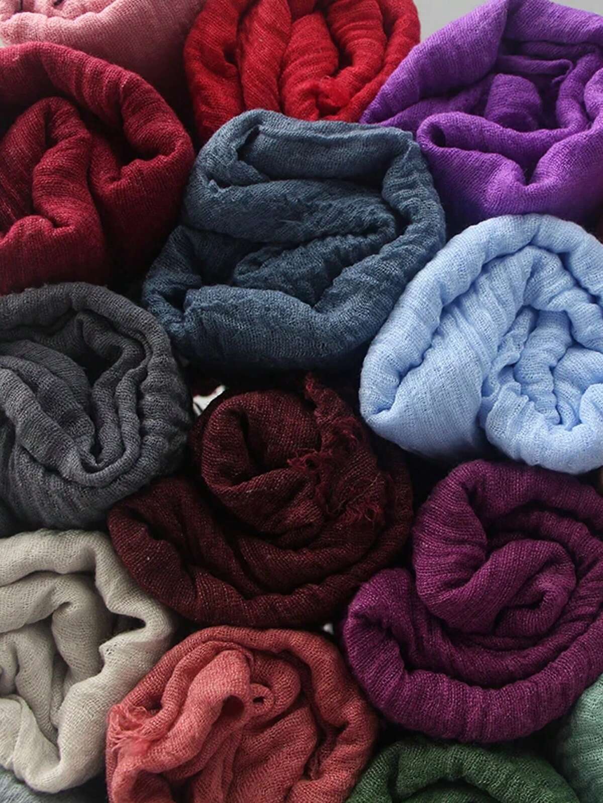 1 pièce Foulard plissé unicolore de base classique pour femmes, accessoire hijab, abaya, essentiel de voyage, vacances 10