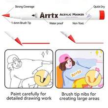 Arrtx 120 色丙烯马克笔，适用于岩石绘画、木材、帆布、DIY 工艺品制作、返校 - 120色/套 - 查看 3