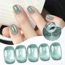 Mtssii 7ml Moonlight  Magnetic Gel Nail Polish Glass Beads Summer Pink Golden Silvery Glitter Soak Off UV Gel Nail Art Varnish Nail Supplies - 薄荷綠 - 查看 1