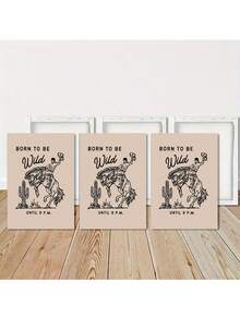 1/3pcs Western-Themed Wall Art Posters, Modern Cowboy Style Wall Art, Illustrations Of Wild Horses And Cowboys Wall Art, Humorous And Whimsical Canvas Artwork Wall Painting Gift, Ideal For Living Room, Bedroom, Office, Nursery, Wall Decor, Home And Dorm Decoration, Unframed / Framed ,Wall Art With Frame - Multicolor - View 17