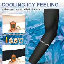 1 Pair Unisex Quick-Dry Ice Fiber Cooling Arm Sleeves - Elastic Fitted Design For Cycling, Running And Outdoor Sports, Multi-Functional Moisture-Wicking Fabric