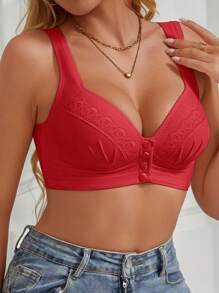 Women's EssElegance Lace Back Hook Adjustable Padded Wireless Comfortable Bra
