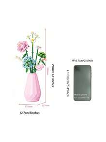 1 set de mini briques, blocs de construction en forme de fleurs avec un vase emballé. Série de fleurs colorées DIY, bouquets décoratifs, fleurs artificielles, décoration unique maison DIY, collection botanique, soulagement de la pression, activités de construction anti-stress, ornements de bureau, créez votre propre collection de fleurs, cadeau parfait pour anniversaire, fête des mères, cadeau de Saint-Valentin créatif, construction en famille, modèle pour exposition.