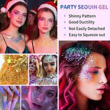 MISS FACTORX 10 Colors Glitter Sequins, Self-Adhesive Face Jewels, Suitable For Body, Face & Hair, Fit For Festival, Party, Cosplay - Face Safe, Easy To Apply And Remove