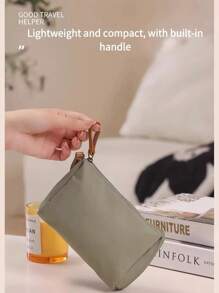1 pieza Bolsa de maquillaje con cremallera minimalista, práctica y portátil para cosméticos, para viajes, uso al aire libre, artículos esenciales diarios, vacaciones de verano, regreso a la escuela, bolsa para la escuela, bolsa de viaje para mujeres