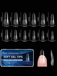440/550片透明假指甲软凝胶半哑光全覆盖按压指甲杏仁形棺材椭圆形人造加厚前缘薄后缘假指甲DIY指甲延长美甲用品