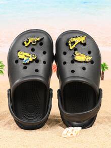 Fashionable, Breathable Sandals With Cute & Cool Car, Excavator Floral Decorations, Suitable For Boys, Quick-Drying & Lightweight, Suitable For Indoor, Outdoor, Shower, Beach, Pool, All Seasons - Black - View 5