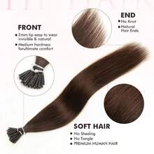 I Tip Human Hair Extensions Microlink Capsules Hair Pre Bonded 30g/Pack 12-20inch For Fine/Thin Raw Hair - Light Brown - Xem 3