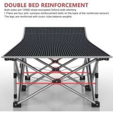Folding Sleeping Cot For Adults Guest Bed Heavy Duty Portable Cots Camping With Mat, Double Layer 1200D Oxford Cloth, Rated For 880 Lbs