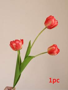 1pc Tulip Artificial Flowers, Real Touch Flower Pink Fake Flowers, Fake Tulip Flower Arrangement Bouquet Suitable For Home Office Wedding Decoration Artificial Plant Decoration