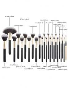 RANCAI 24pcs Black & Gold Makeup Brush Set, Soft Powder Brush, Contour Brush, Blush Brush, Foundation Brush, Eyeshadow Brush, Eyebrow Brush - Multicolor - View 11