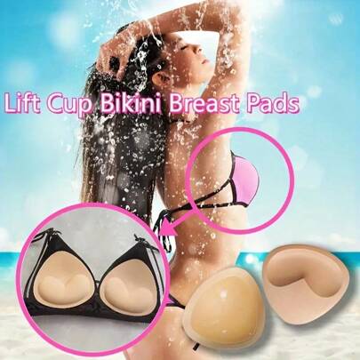 2pcs Reusable Elegant Sponge Breast Pads - Soft Supportive Shaping Bra Inserts, Enhances Bust, Essential For Small Bust, Suitable For Bikini & Beach Wear