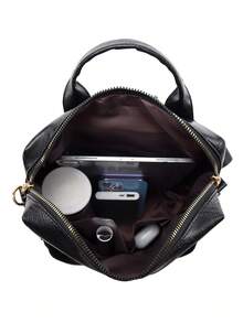 LECEY Mochila-bolso retro convertible - Diseño espacioso de doble uso con compartimento para computadora portátil y correas ajustables para el hombro - Perfecto para viajes, trabajo, escuela y uso diario - Negro - Ver 4