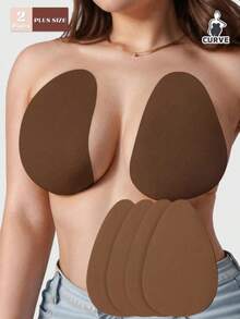 2/4 Pairs Teardrop-Shaped Lift Breast Petals, Suitable For Large Bust, Invisible Breathable Nipple Covers, Anti-Slip Lift And Enhance Bust, Can Be Trimmed As Needed - Multicolor - View 14