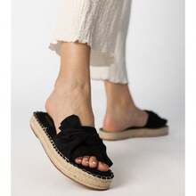 Czarne Klapki Espadryle Z Kokardką Luvis - Black - View 4
