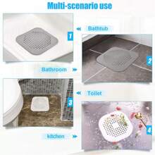 2 pièces/set Couvercle de drain de sol de douche carré de 5,7 pouces, crépine de drain en TPR, bouchon en silicone plat, convient pour les filtres de drain de salle de bain et de cuisine, bouchon de filtre de drain plat avec ventouse (blanc)