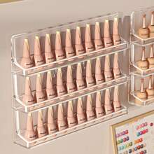1pc Transparent PET Material Multi-Layer High Capacity Wall-Mounted Sturdy Nail Polish Display Stand For Nail Salon, Beauty Studio - Organized Display, Easy Color Selection, Improve Tidiness - Clear - View 7