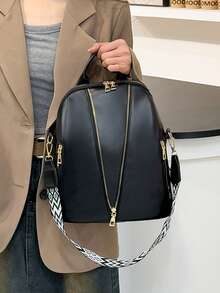 Fashionable Women 3-In-1 Street Style Backpack For Commuting, Travel, Laptop Use - Black - View 2