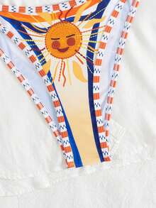 New Fruit & Ocean Print Bikini Two Pieces Set For Women, With Adjustable Straps, Suitable For Summer Beach Vacation, Sexy Beach Party Casual Wear, Women's Swimwear, Beach Outfit, Women's Holiday Outfit, Valentine's Day Outfit, Summer Outfit, Women's Valentine's Day Outfit