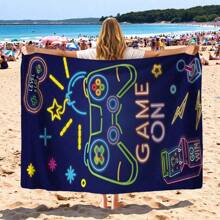 1pc Large Size Microfiber Game Console Pattern Design Beach Towel, Beach Towel, Soft And Comfortable, Holiday Gift, Vacation Must Have, Gift For Son Daughter