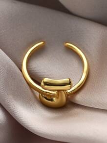 1pc Fashionable Gold 26 Letter A-Z Copper Gold Plated Retro Coin Style Adjustable Ring, Suitable For Women Daily, Beach, Party, Holiday Wear, Gift For Couple And Friends