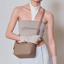 Soft Lychee Pattern Tote Bag 2025 Spring And Summer Genuine Leather First Layer Cowhide One-Shoulder Crossbody Bag For Women - Apricot - View 3