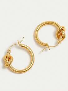 New Popular Earrings For Women With Knot And Circle Earrings, Elegant And Niche Design, Simple Circle, Light Luxury And High-End Feeling. Earring Buckle, Suitable For Women'S Daily Wear And Matching Accessories, Suitable For Formal Wear, Casual Style