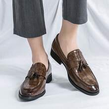 夏季男士一脚蹬乐福鞋，时尚尖头流苏休闲皮鞋，韩版英伦风