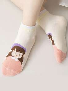 5 Pairs Summer Lightweight Breathable Cute Cartoon Pattern Girls Knee-High Socks - Multicolor - View 3