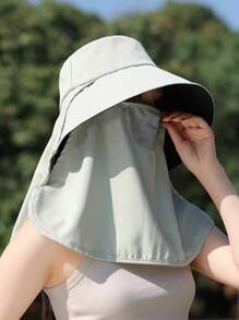 1 pièce Casquette de couleur unie pour femme, nouveau chapeau d'été avec protection pour le cou, protection solaire extérieure pour le visage et le cou, convient pour le port quotidien