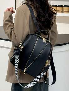 Fashionable Women 3-In-1 Street Style Backpack For Commuting, Travel, Laptop Use - Black - View 4