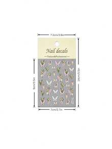 2 件 5D 浮雕百合、蝴蝶结、铃兰花指甲贴