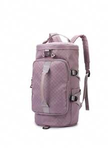 Spacious Solid Color Sports Backpack - Durable And Fashionable Travel Storage - Portable, Multifunctional And Unisex, Square Pattern Design, Suitable For Gym, Travel And Daily Use Bag For School School Accessories School Stuff