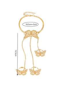 1pc Hollow Butterfly Decor Finger Bracelet, Fashionable European Style Suitable For Holidays, Parties And Casual Wear