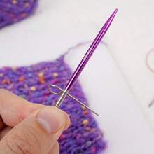 Set de agujas circulares intercambiables para tejer 9 pares de 3mm-6mm/0.12in-0.24in, agujas circulares de aluminio para tejer a mano DIY, color púrpura, agujas para tejer mangas de suéter