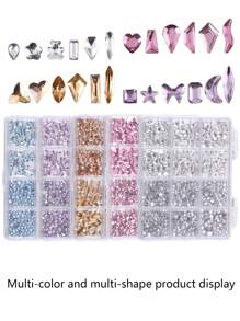 12pcs/Set Mixed Flat Nail Art Rhinestones Decor, Nail Jewels For DIY Nail Jewelry, Phone Case, Cup, Hair Accessories, Face Gems