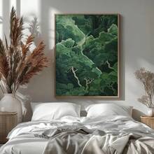 1pc, Wall Arts, Vintage Posters, Sage Green Wall Art - Japandi Wabi-Sabi Poster, Minimalist Forest Print, Nature Style Decor, Zen Home Decor, Living Room Decor, Bedroom Decor Aesthetic, Housewarming Gift, Unframed ,Wall Art With Frame - Multicolor - View 2