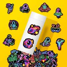 50pcs A Luminous Sticker, Glow-In-The-Dark Neon Graffiti Sticker, Decorative For Notebooks, Cups, Guitars, Luggage, Personalized Waterproof Sticker.
