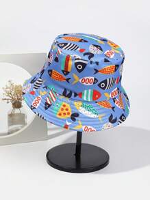 1pc Tropical Fish Printed Reversible Bucket Hat, Unisex Outdoor Beach Vacation Sun Hat Men's Sun Hat Summer Hat, Suitable For Summer Outdoor Activities Such As Hiking And Fishing