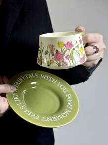 Set di tazze da caffè e piattini in ceramica con motivo floreale elegante, regalo unico per la fidanzata, regalo di coppia per San Valentino