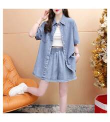Women Denim Two-Piece Outfits