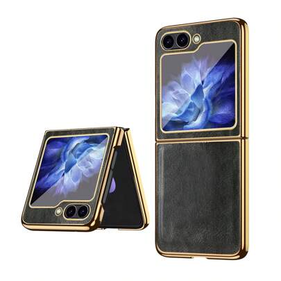 VIETAO Fashion Electroplated Crazy Horse Print Faux Leather Mobile Phone Case Compatible With Samsung Galaxy Flip 3 4 5 6 5g Protective Phone Cover