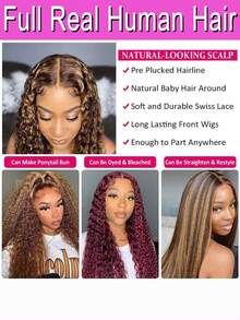 7x5 Lace Highlight Wear And Go Glueless Wigs Human Hair Ombre Curly Lace Front Wig Human Hair 250% Density Highlight Deep Wave Pre Plucked Pre Cut Curly Highlighted Wig Human Hair For Women