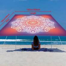 1pc Gradient Floral Pattern Digital Printing On Polyester Fiber Material Outdoor Multi-Purpose Sunshade Suitable For Camping, Picnic, Beach Use