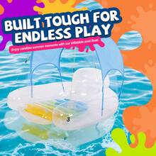 Pool Lounger Float Inflatable Pool Raft Floaties - White/Blue - View 3