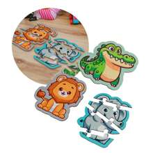 Brinquedo Bebê Conjunto 3 Quebra-Cabeças Animais Didático Jogo Infantil em Mdf 15mm